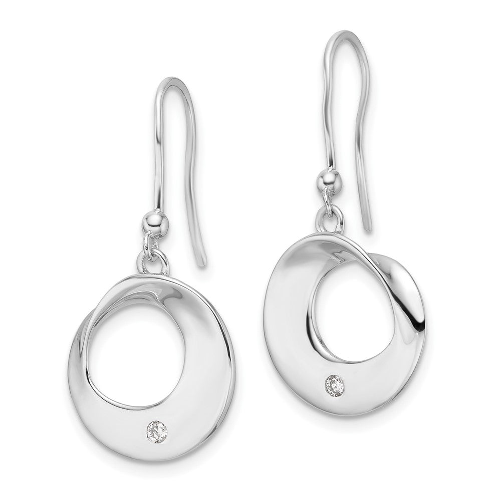 Sterling Silver Rhodium Plated White Ice .05ct. Diamond Dangle Earrings