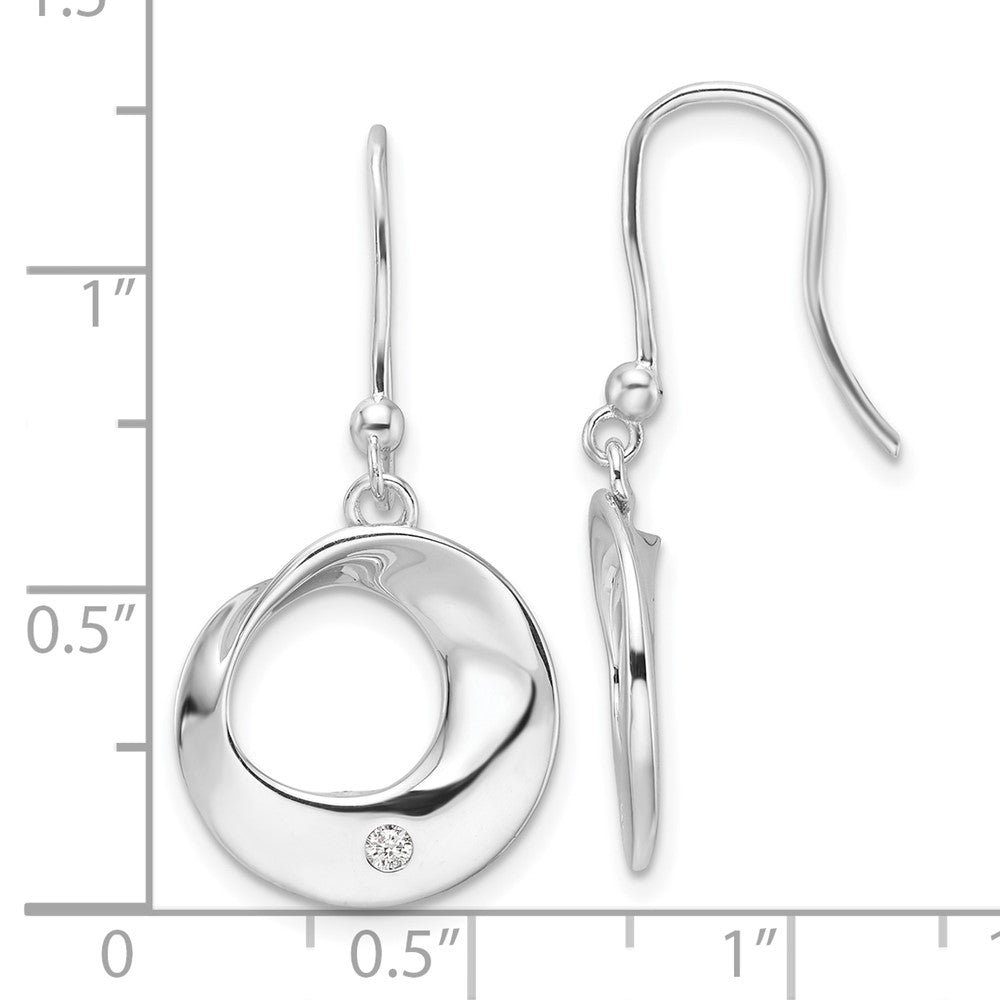 Sterling Silver Rhodium Plated White Ice .05ct. Diamond Dangle Earrings