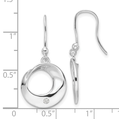 Sterling Silver Rhodium Plated White Ice .05ct. Diamond Dangle Earrings