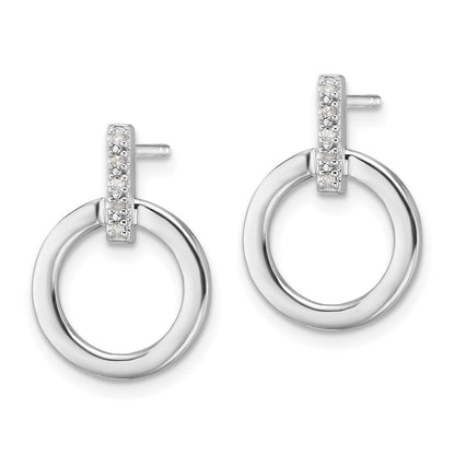 Sterling Silver Rhodium Plated White Ice .05ct. Diamond Circle Post Earrings