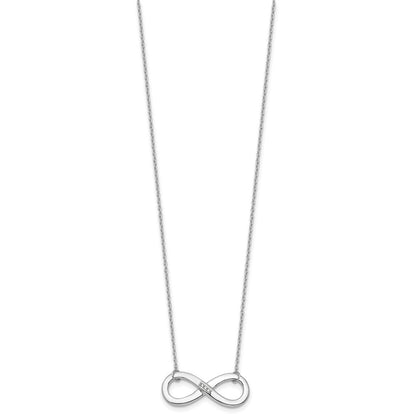 White Ice Sterling Silver Rhodium Plated .02ct. Diamond Infinity Necklace