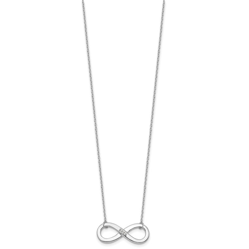 White Ice Sterling Silver Rhodium Plated .02ct. Diamond Infinity Necklace