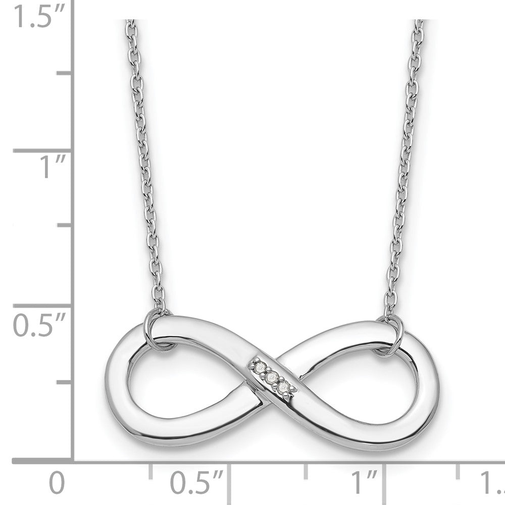White Ice Sterling Silver Rhodium Plated .02ct. Diamond Infinity Necklace