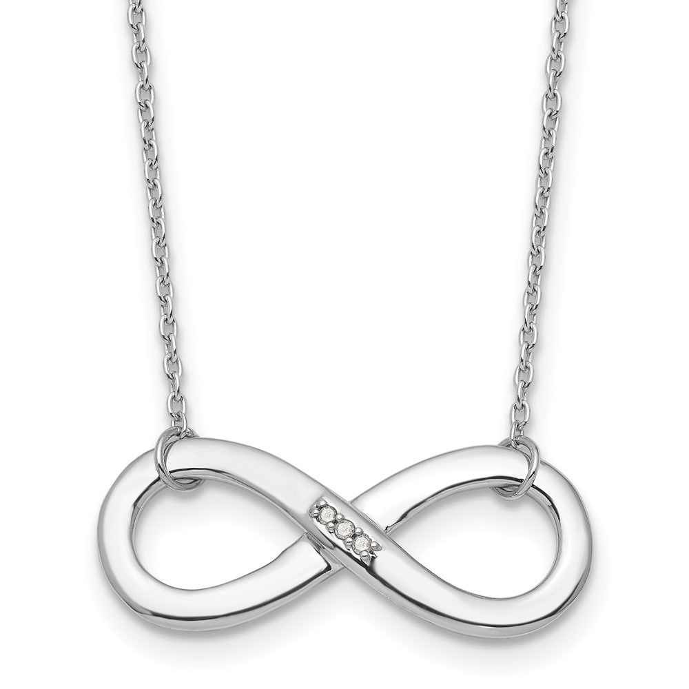 White Ice Sterling Silver Rhodium Plated .02ct. Diamond Infinity Necklace