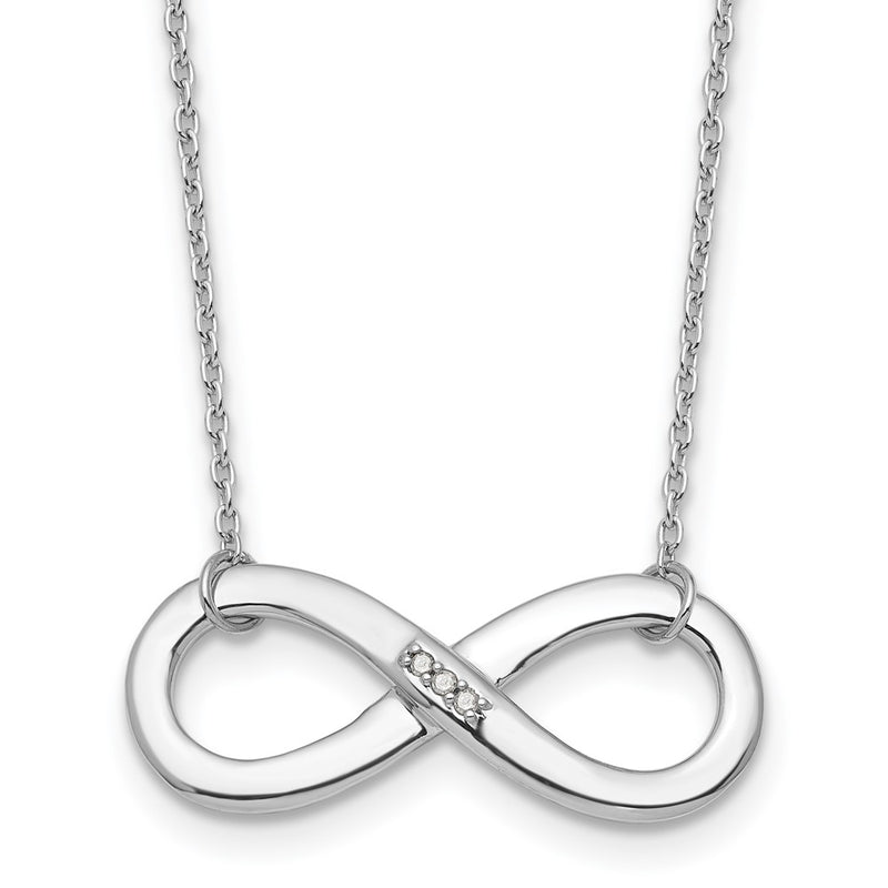 White Ice Sterling Silver Rhodium Plated .02ct. Diamond Infinity Necklace