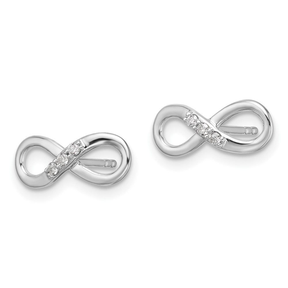 Sterling Silver Rhodium Plated White Ice .06ct. Diamond Infinity Post Earrings