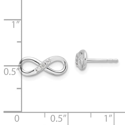 Sterling Silver Rhodium Plated White Ice .06ct. Diamond Infinity Post Earrings