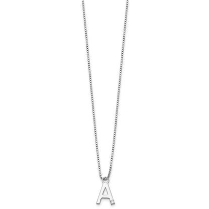 Sterling Silver Rhodium Plated White Ice .03 Diamond Initial w/2in Ext. Necklace