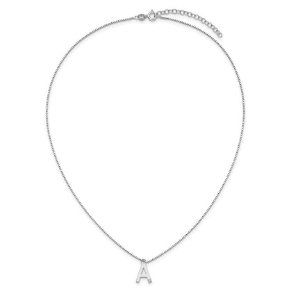 Sterling Silver Rhodium Plated White Ice .03 Diamond Initial w/2in Ext. Necklace