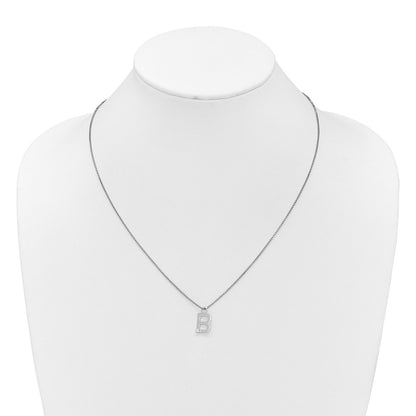 Sterling Silver Rhodium Plated White Ice .03 Diamond Initial B w/2in Ext. Necklace