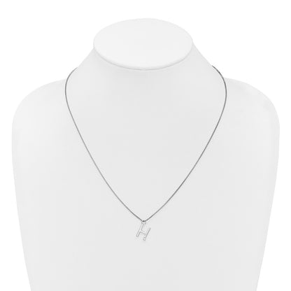 Sterling Silver Rhodium Plated White Ice .03 Diamond Initial H w/2in Ext. Necklace