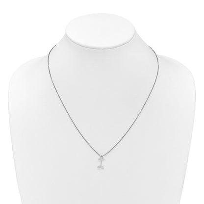 Sterling Silver Rhodium Plated White Ice .03 Diamond Initial I w/2in Ext. Necklace