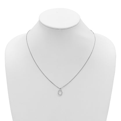Sterling Silver Rhodium Plated White Ice .03 Diamond Initial O w/2in Ext. Necklace
