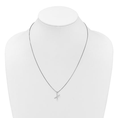 Sterling Silver Rhodium Plated White Ice .03 Diamond Initial X w/2in Ext. Necklace