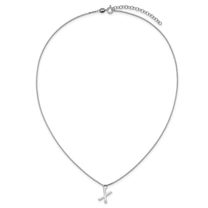 Sterling Silver Rhodium Plated White Ice .03 Diamond Initial X w/2in Ext. Necklace