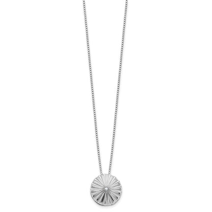 Sterling Silver Rhodium Plated White Ice .02 Dia Fanned Circle w/2in Ext. Necklace