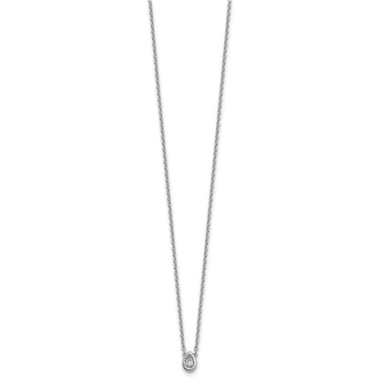Sterling Silver Rh Pltd White Ice .05 Dia Twisted Teardrop Necklace