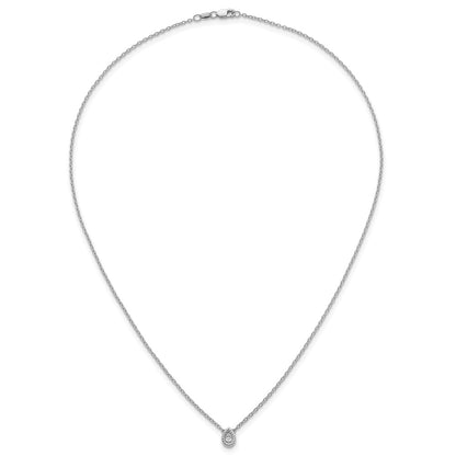 Sterling Silver Rh Pltd White Ice .05 Dia Twisted Teardrop Necklace