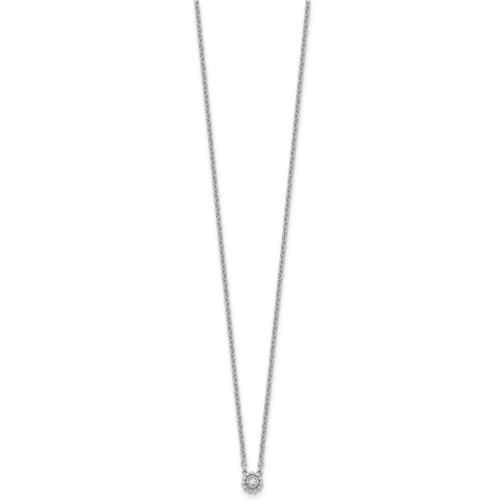 Sterling Silver Rhodium Plated White Ice .05 Dia Beaded Circle Necklace