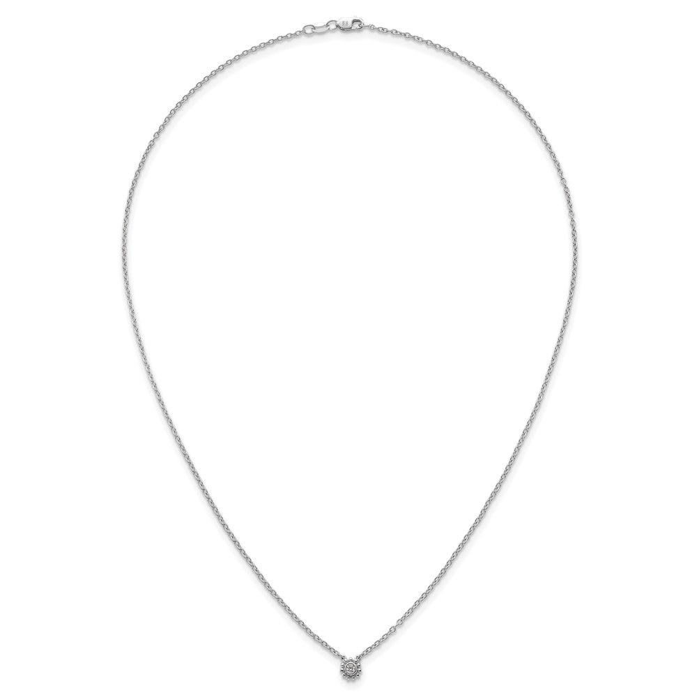 Sterling Silver Rhodium Plated White Ice .05 Dia Beaded Circle Necklace