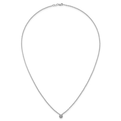 Sterling Silver Rhodium Plated White Ice .05 Dia Beaded Circle Necklace
