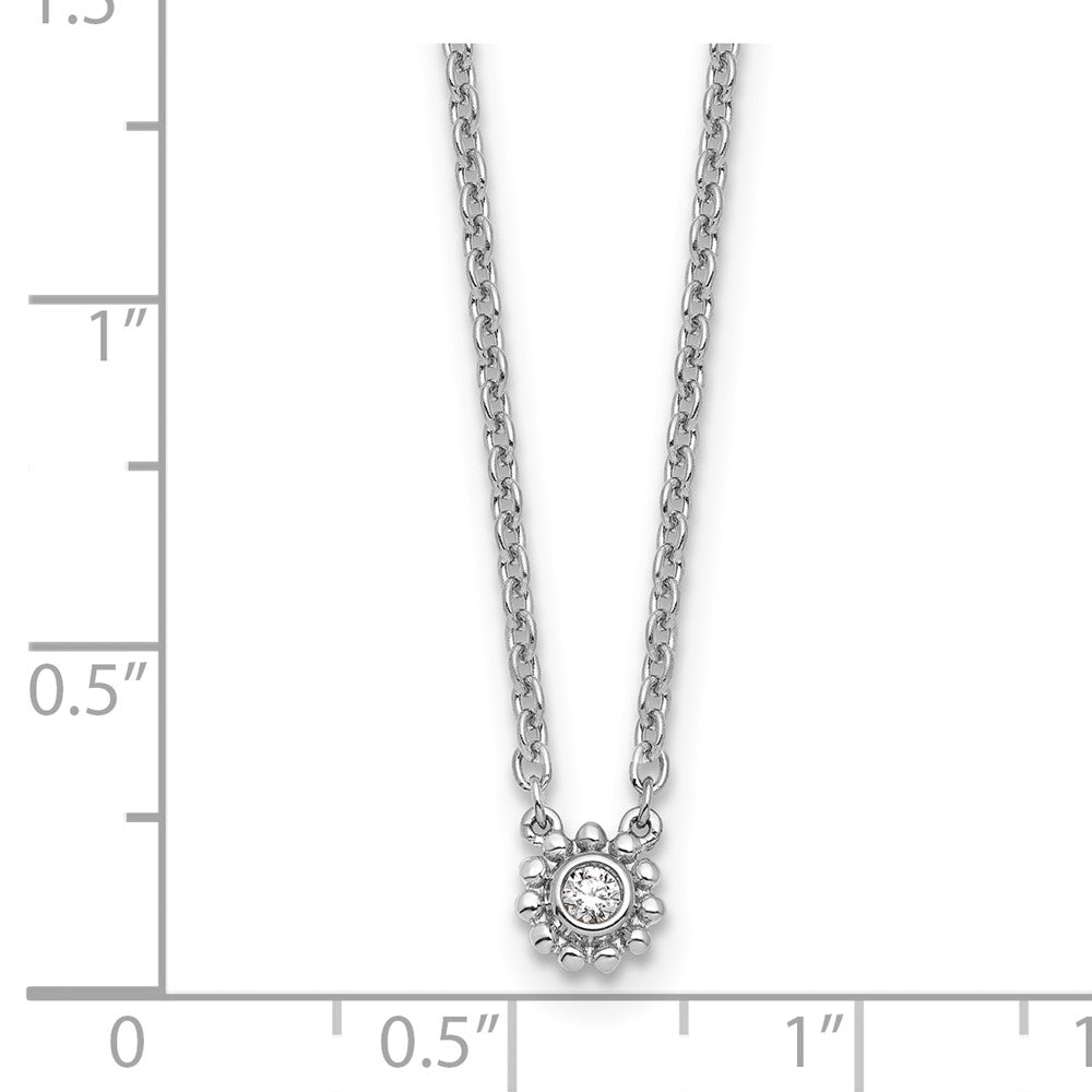 Sterling Silver Rhodium Plated White Ice .05 Dia Beaded Circle Necklace