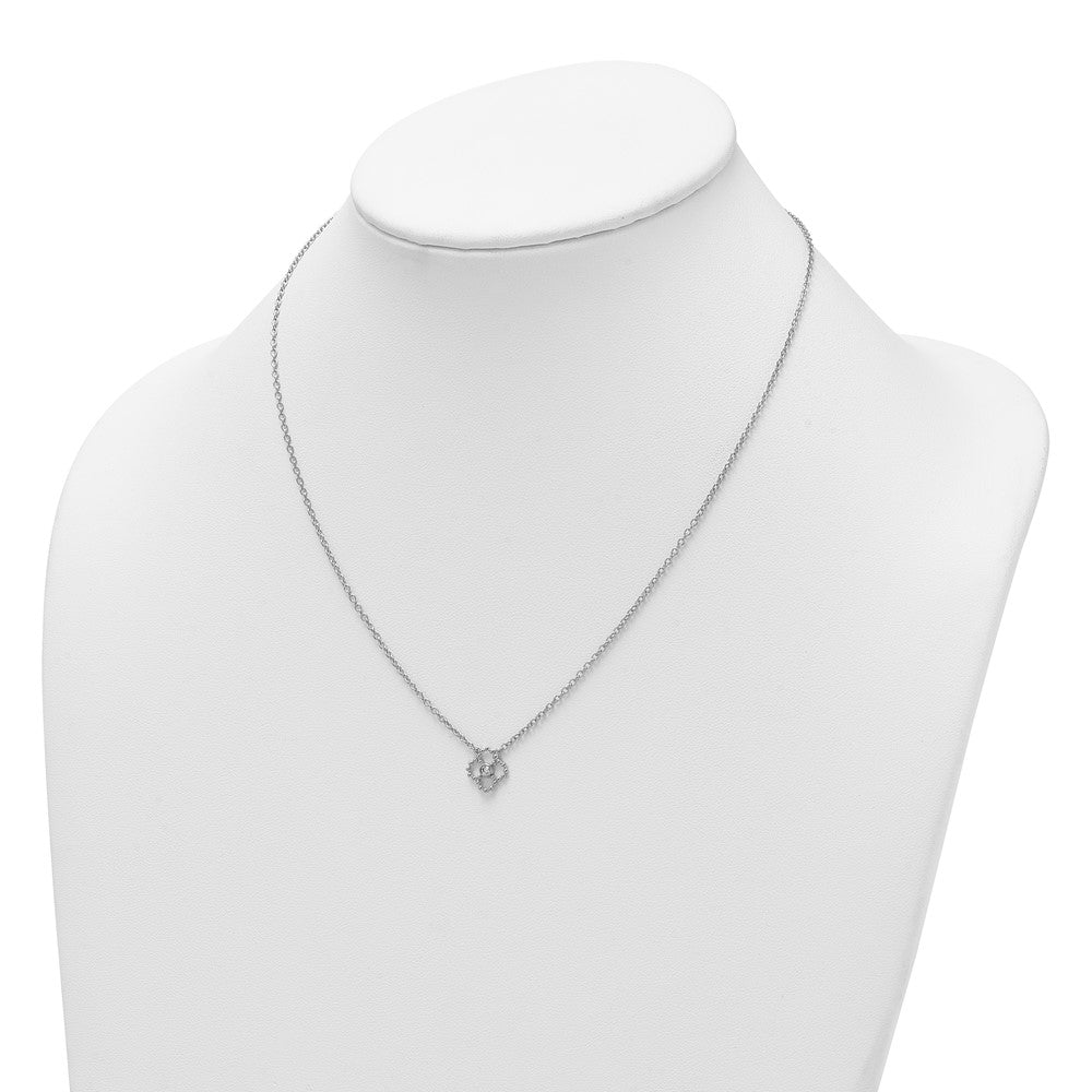 White Ice Sterling Silver Rh Pltd .05 Dia Beaded Quatrefoil Necklace