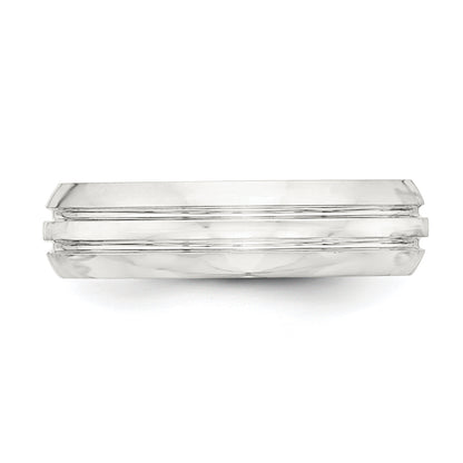 Sterling Silver 6mm Polished Domed Grooved Fancy Band Size 13.5 (Size 13.5 Only)