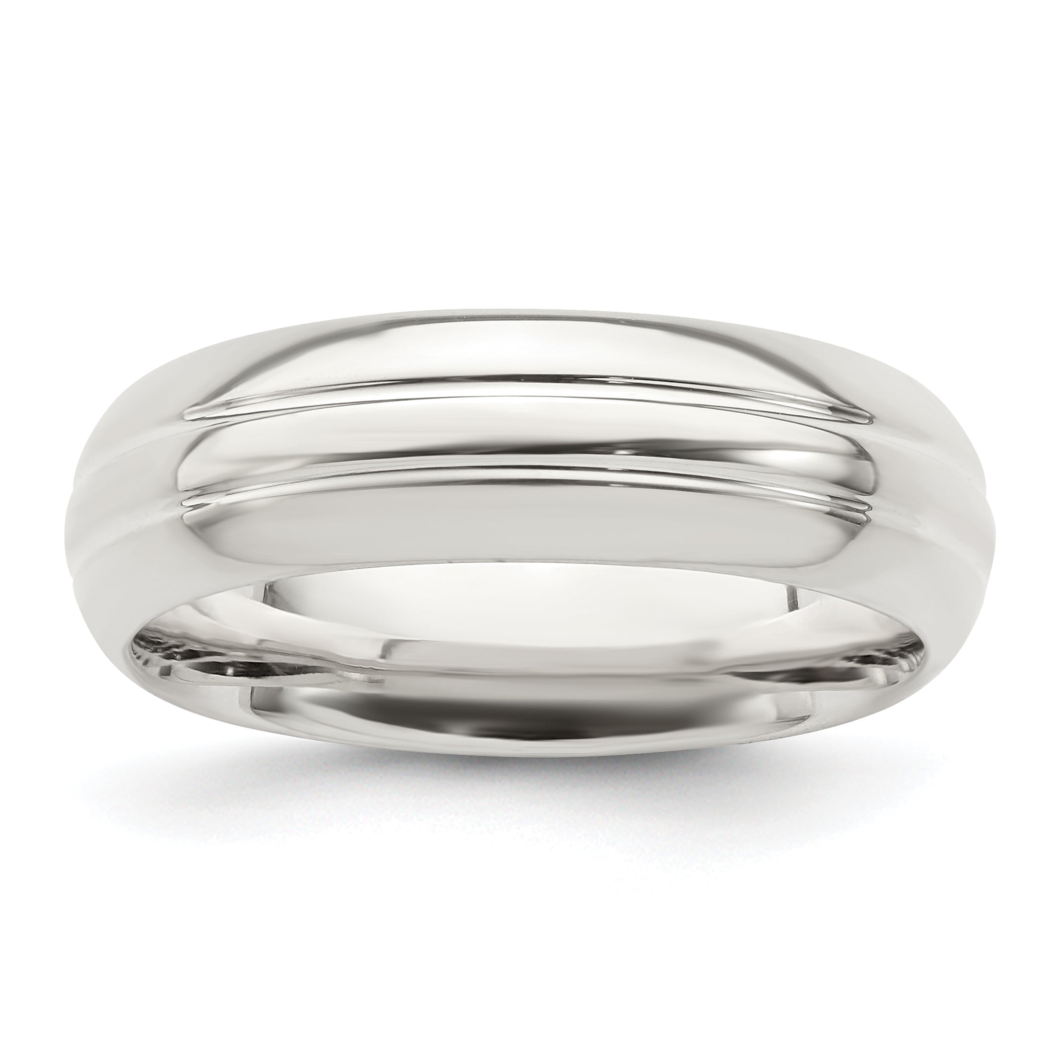 Sterling Silver 6mm Polished Domed Grooved Fancy Band Size 13.5 (Size 13.5 Only)