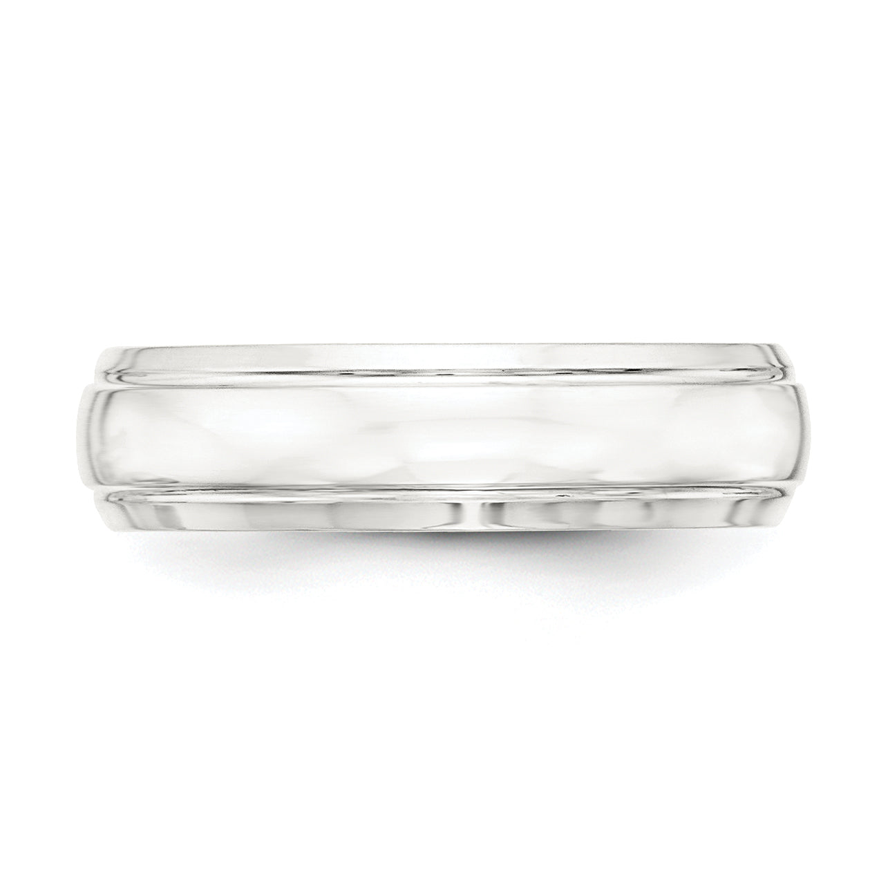 Sterling Silver 6mm Polished Domed With Grooved Beveled Edge Fancy Band