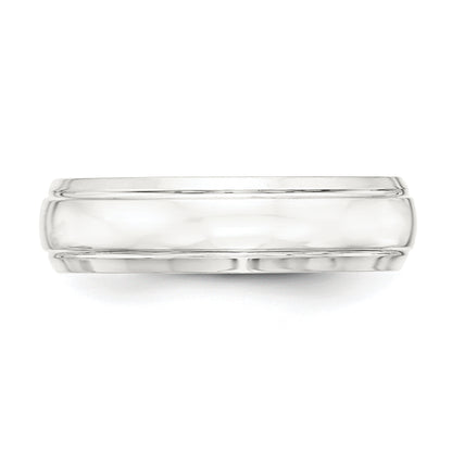 Sterling Silver 6mm Polished Domed With Grooved Beveled Edge Fancy Band