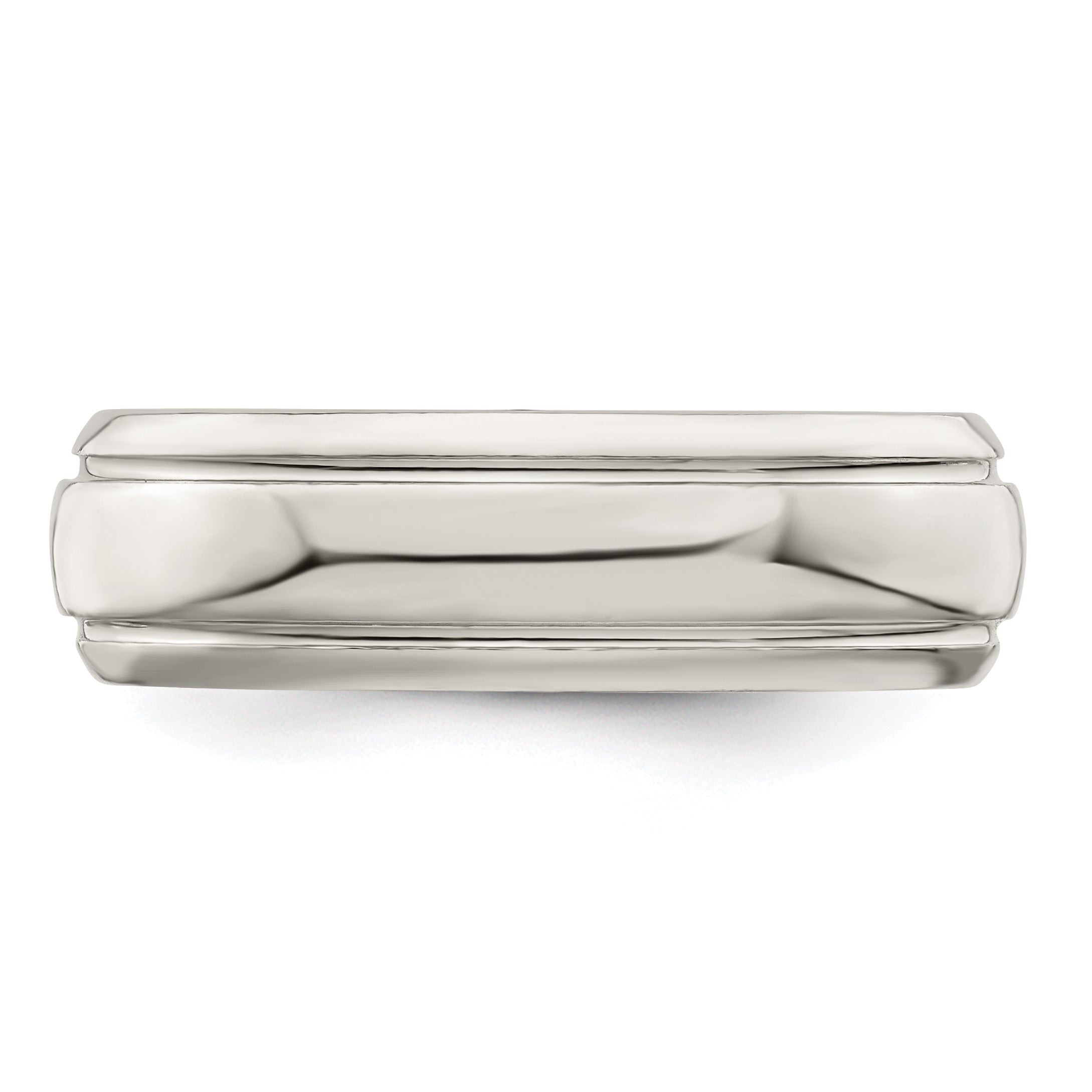 Sterling Silver 6mm Polished Domed With Grooved Beveled Edge Fancy Band