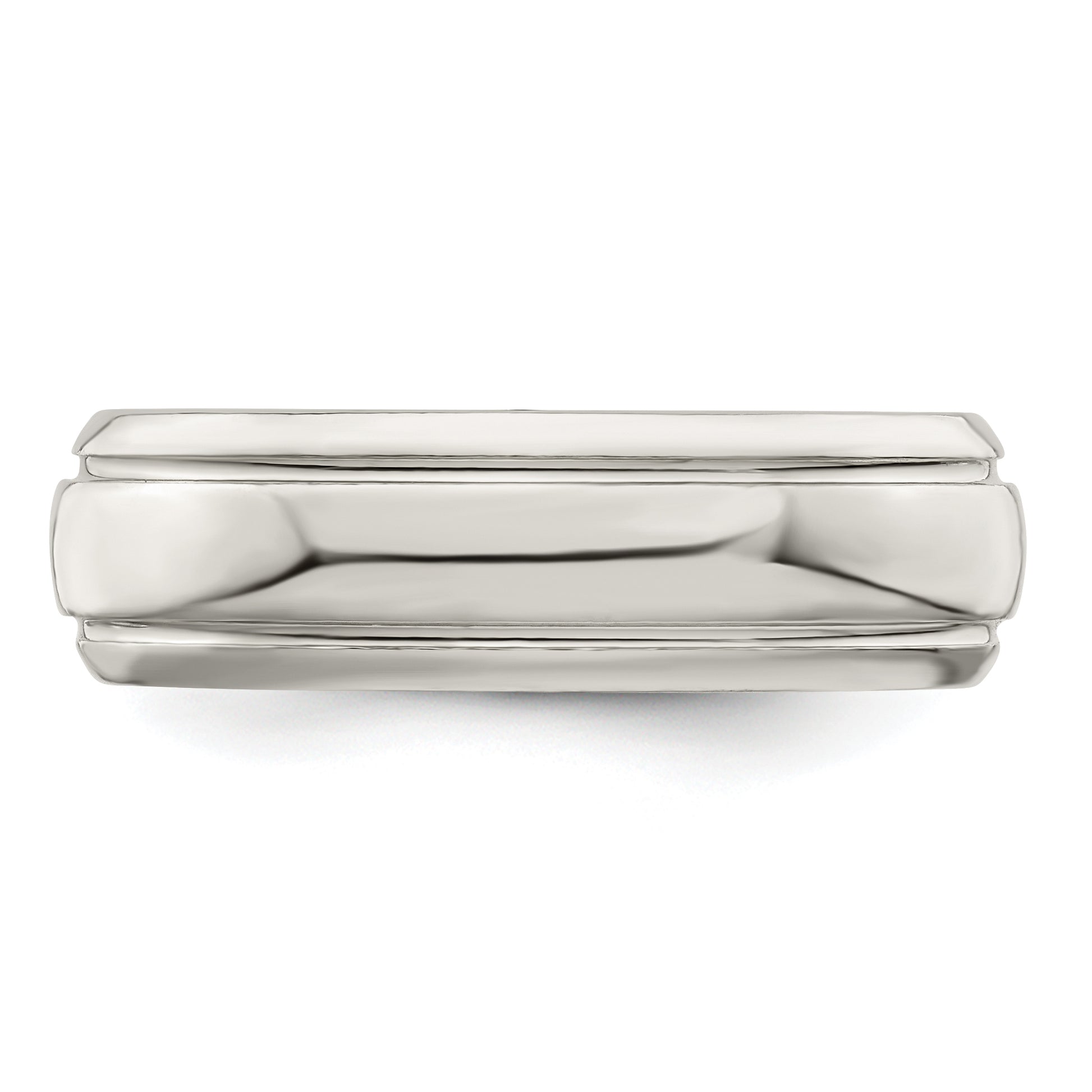 Sterling Silver 6mm Polished Domed With Grooved Beveled Edge Fancy Band