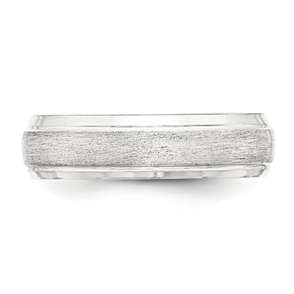 Sterling Silver 6mm Brushed Domed With Grooved Beveled Edge Fancy Band