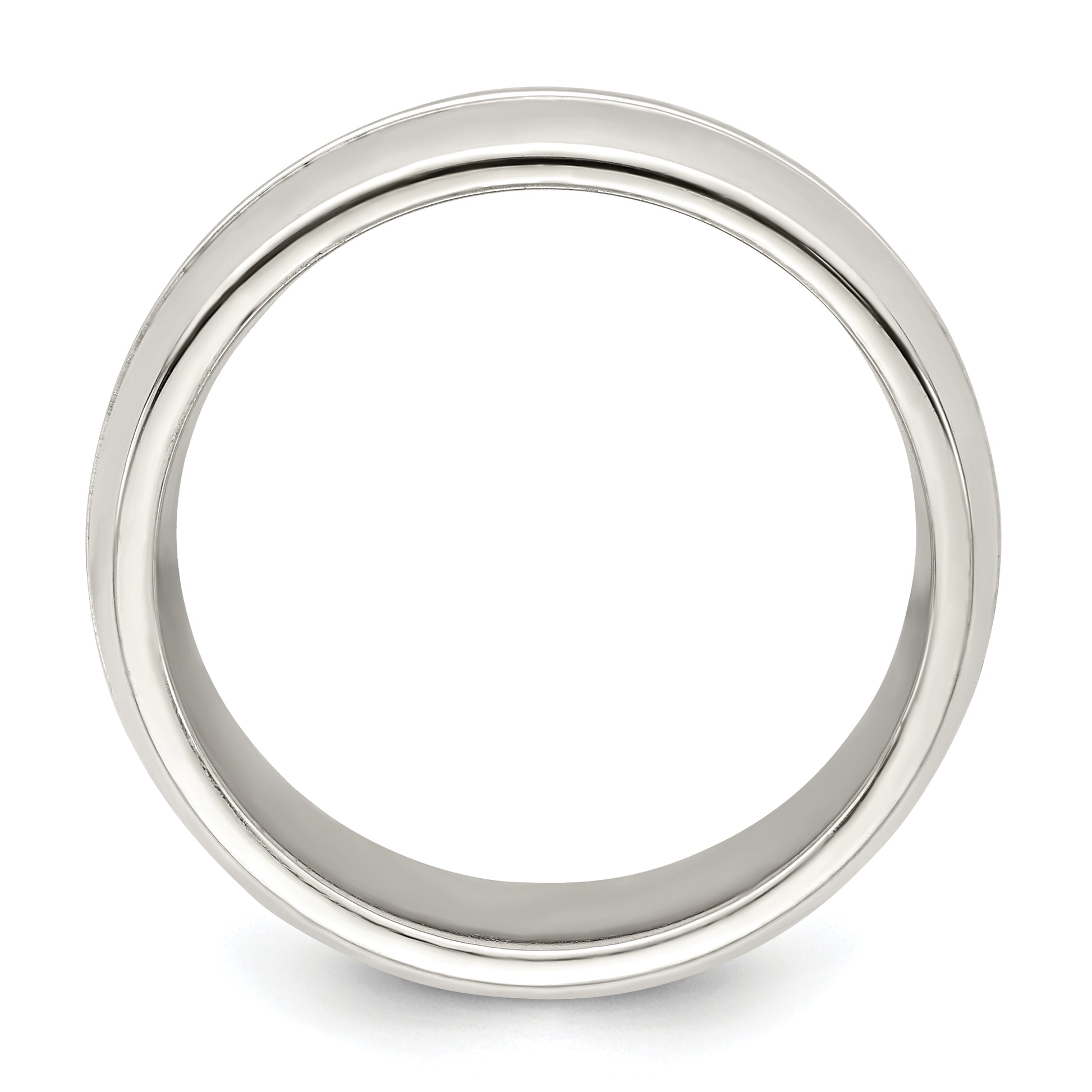 Sterling Silver 7mm Polished Domed Grooved Fancy Band