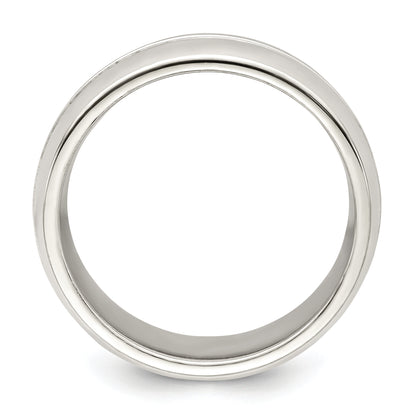 Sterling Silver 7mm Polished Domed Grooved Fancy Band
