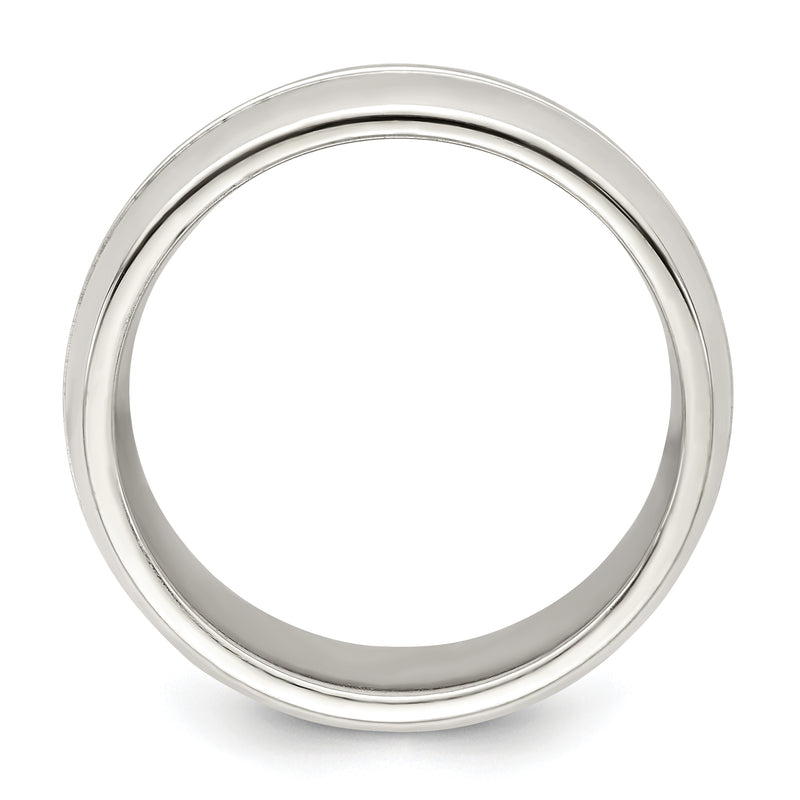 Sterling Silver 7mm Polished Domed Grooved Fancy Band