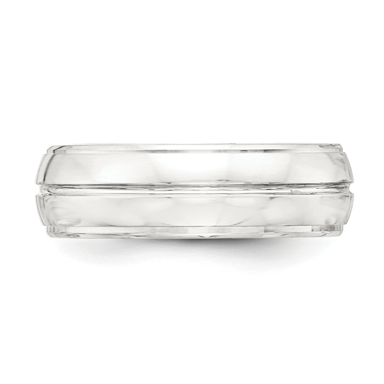 Sterling Silver 7mm Polished Domed Grooved Fancy Band