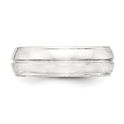 Sterling Silver 7mm Polished Domed Grooved Fancy Band