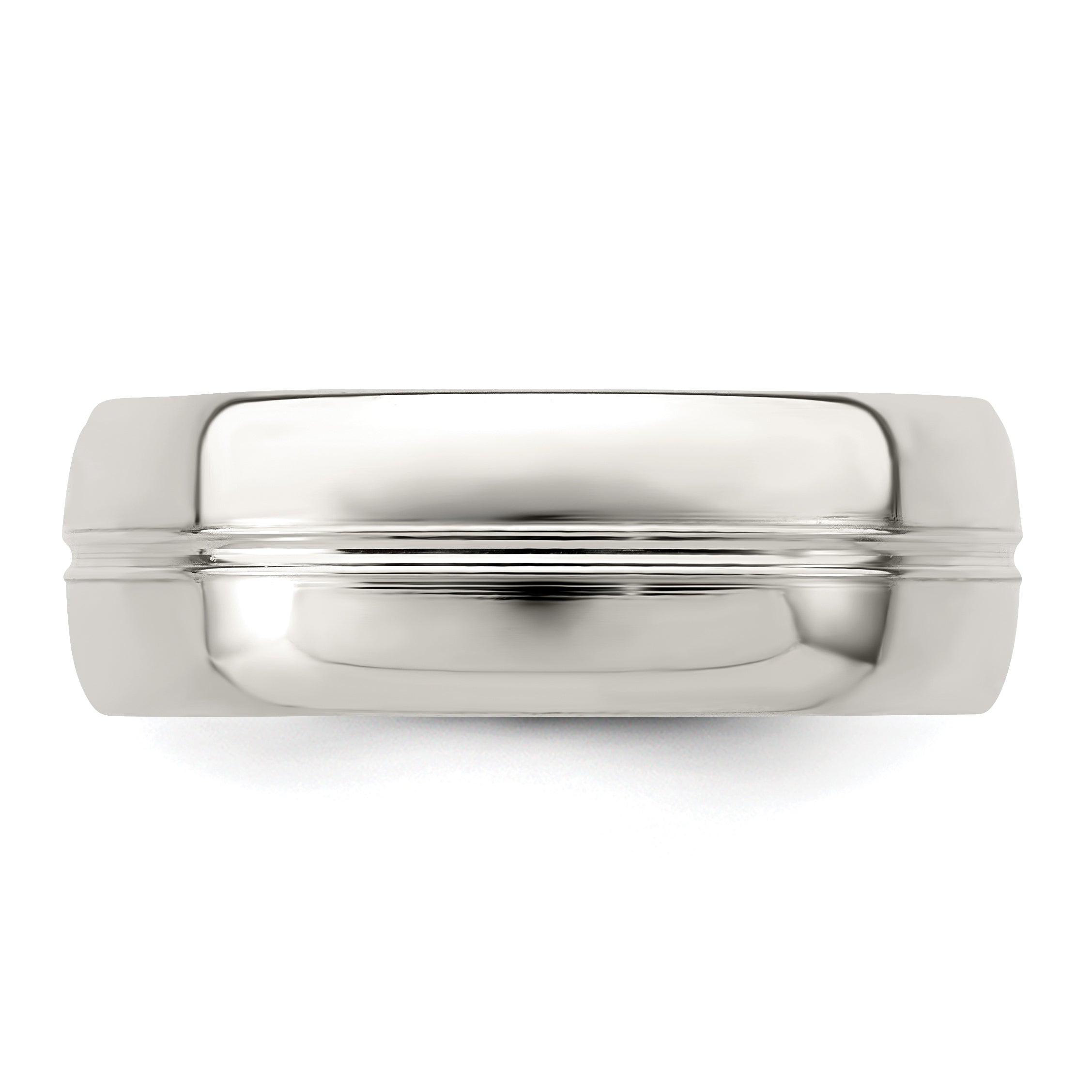 Sterling Silver 7mm Polished Domed Grooved Fancy Band