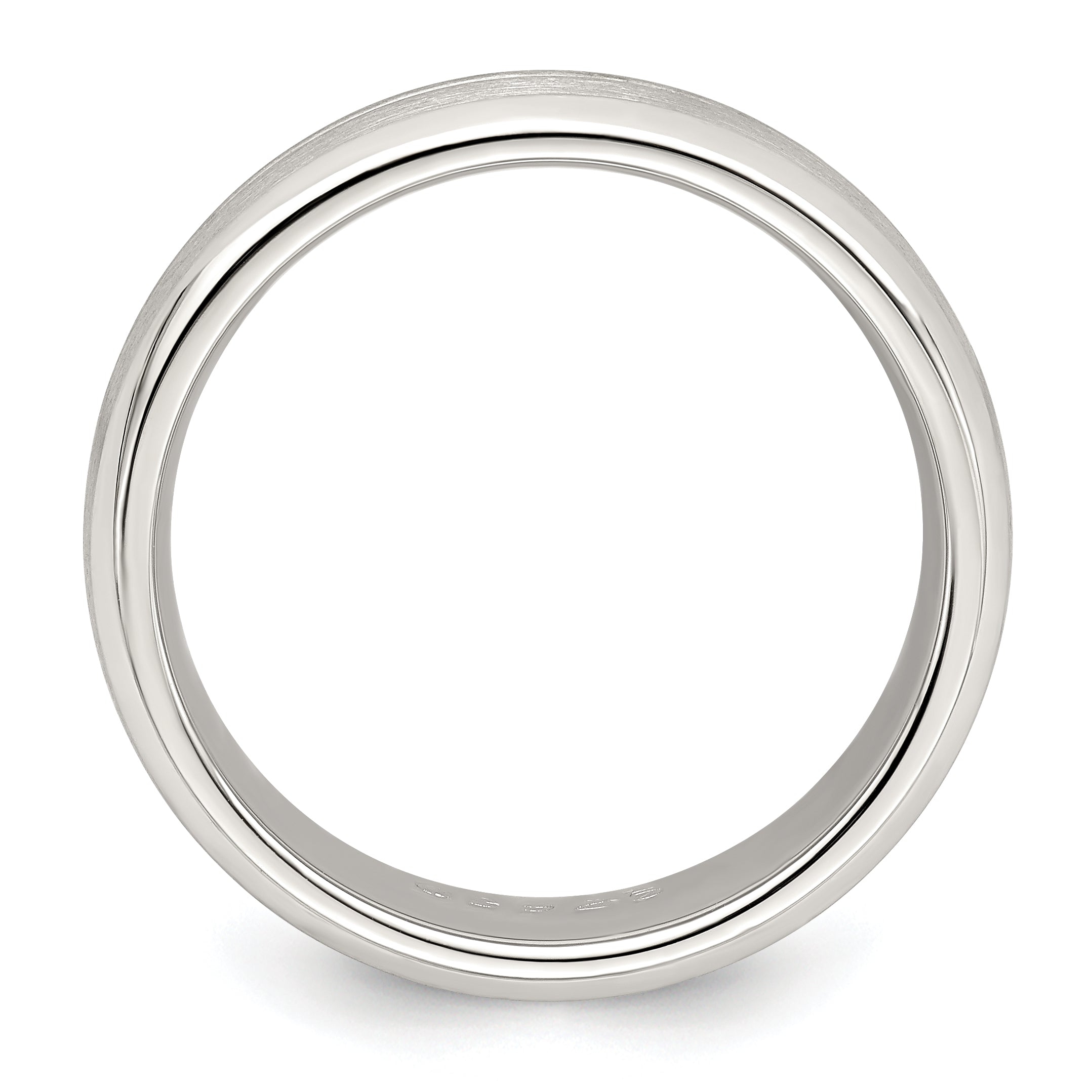 Sterling Silver 7mm Brushed Domed Grooved Fancy Band