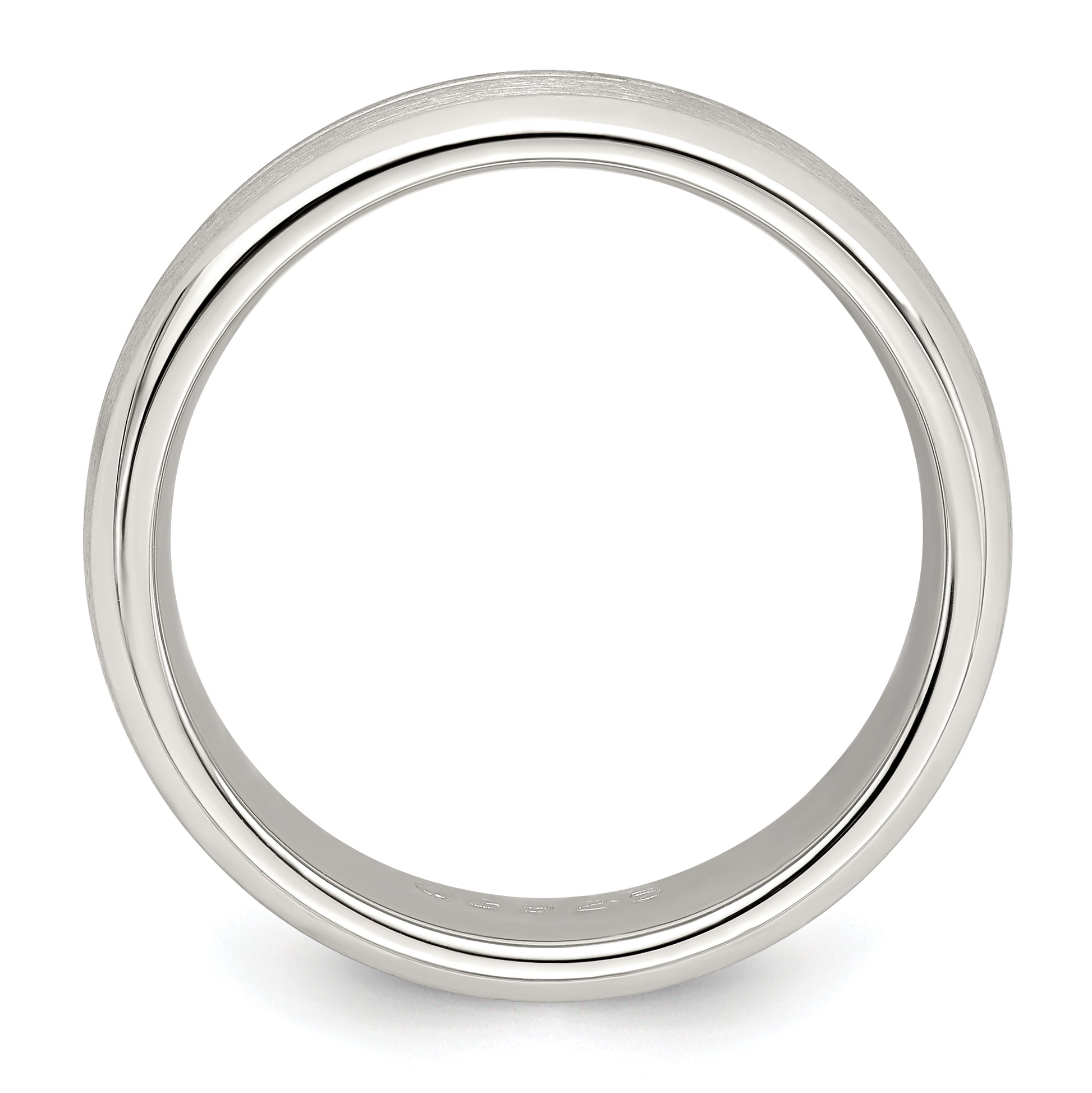 Sterling Silver 7mm Brushed Domed Grooved Fancy Band