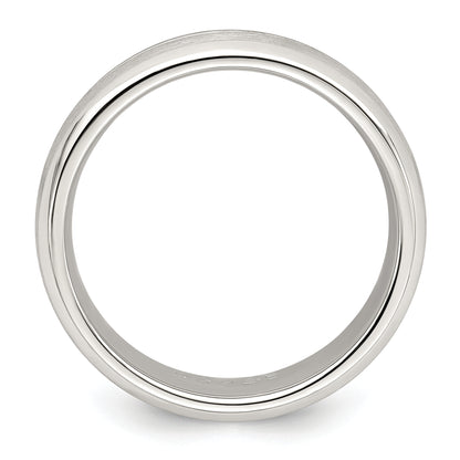 Sterling Silver 7mm Brushed Domed Grooved Fancy Band
