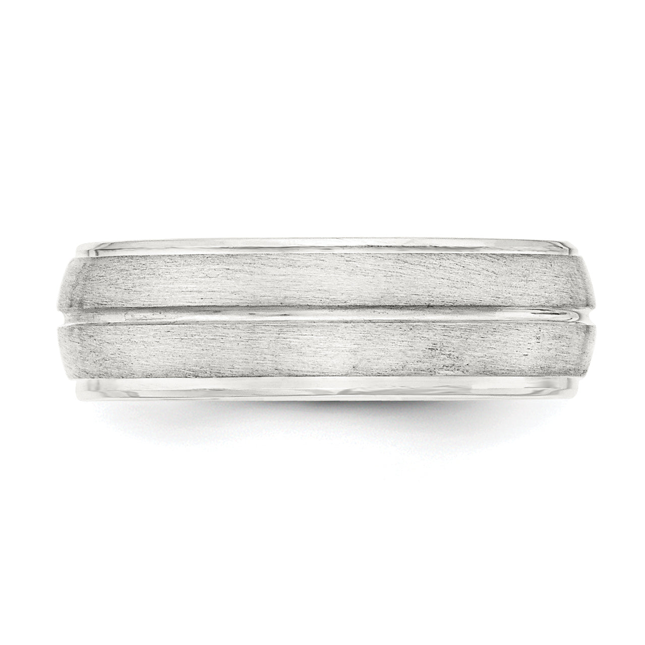 Sterling Silver 7mm Brushed Domed Grooved Fancy Band