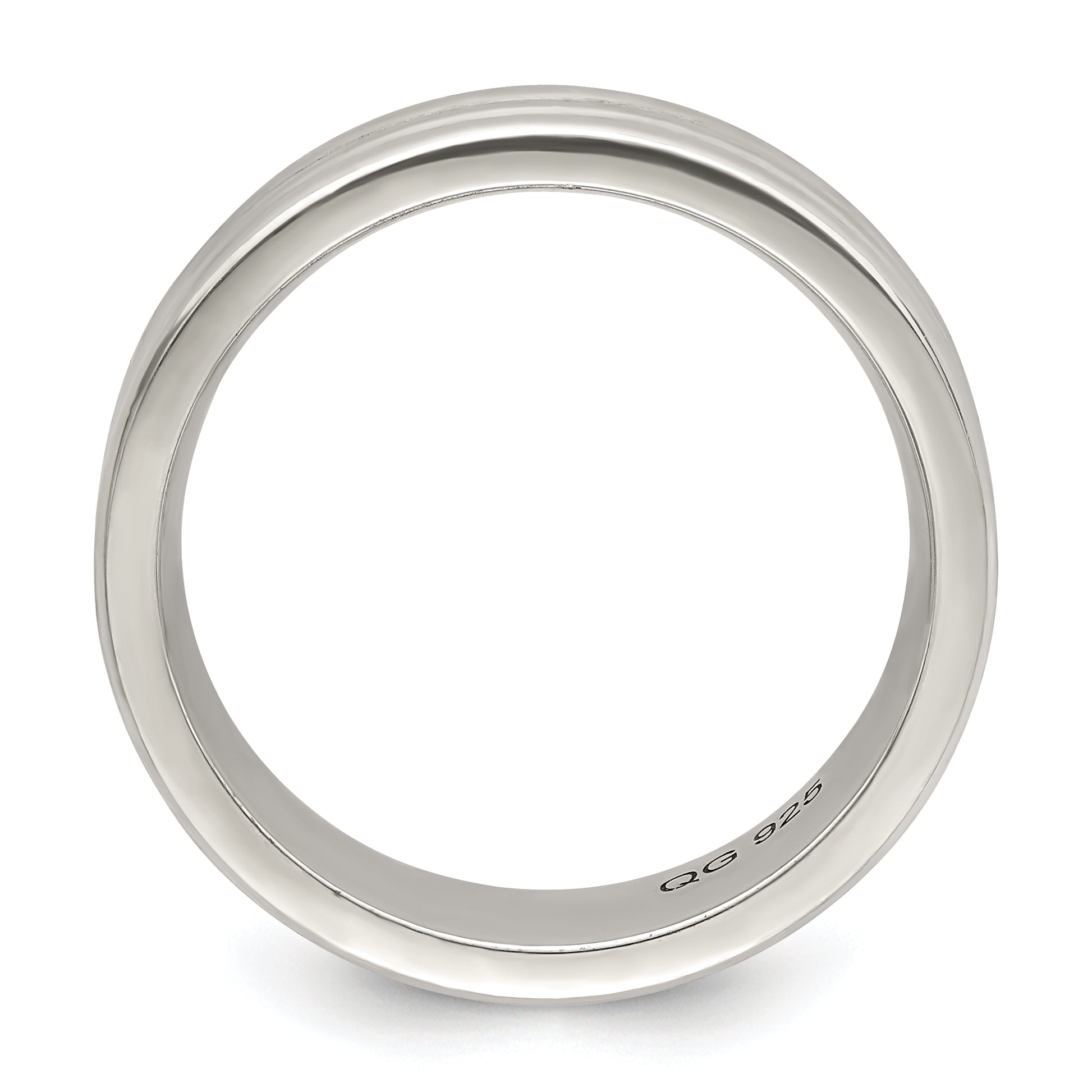 Sterling Silver 6mm Polished Flat Grooved Fancy Band