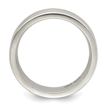 Sterling Silver 6mm Polished Flat Grooved Fancy Band
