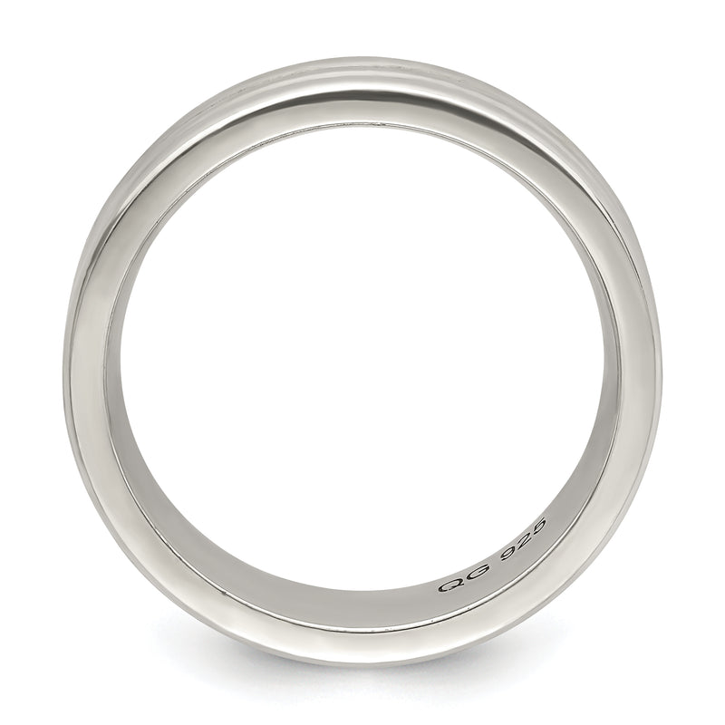 Sterling Silver 6mm Polished Flat Grooved Fancy Band