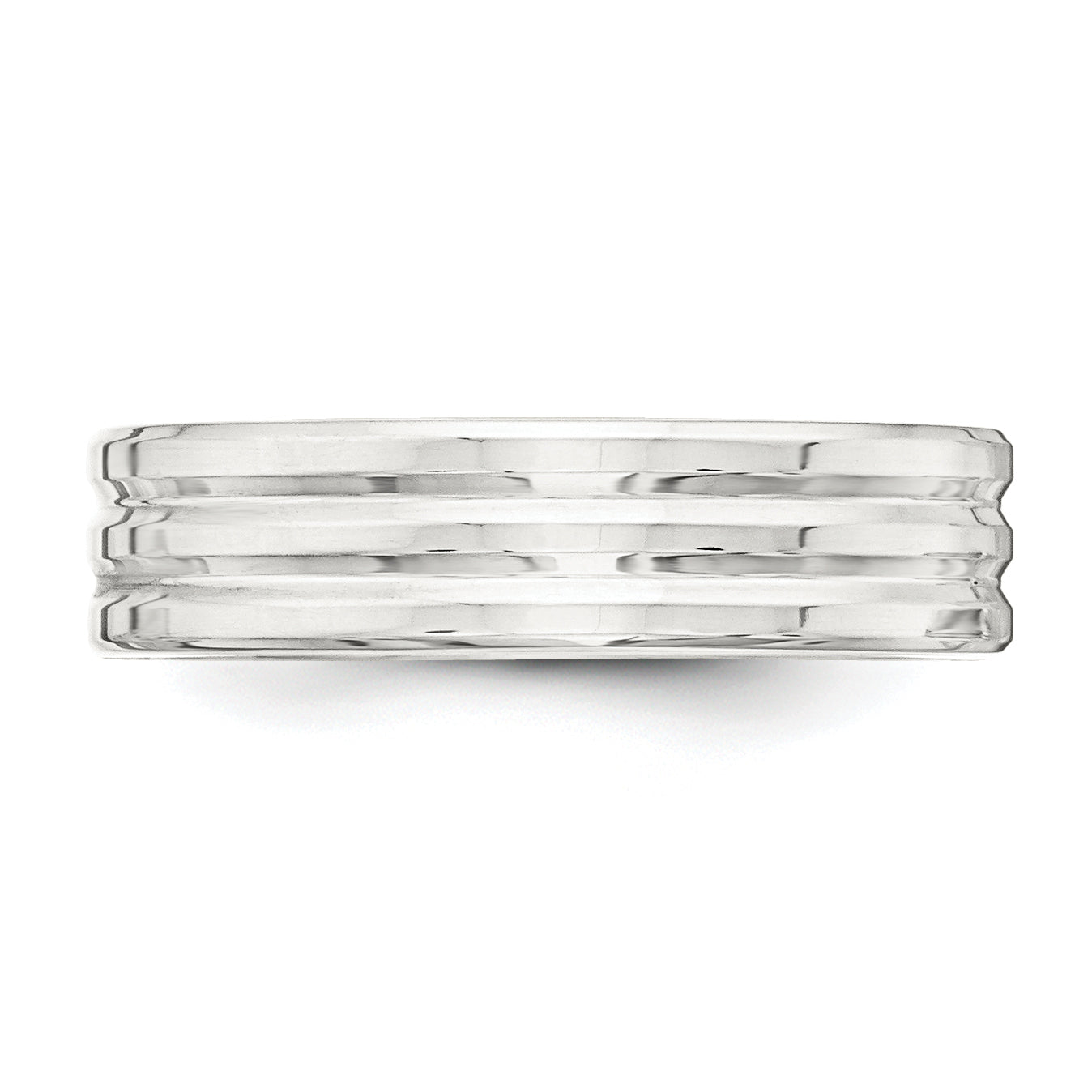 Sterling Silver 6mm Polished Flat Grooved Fancy Band