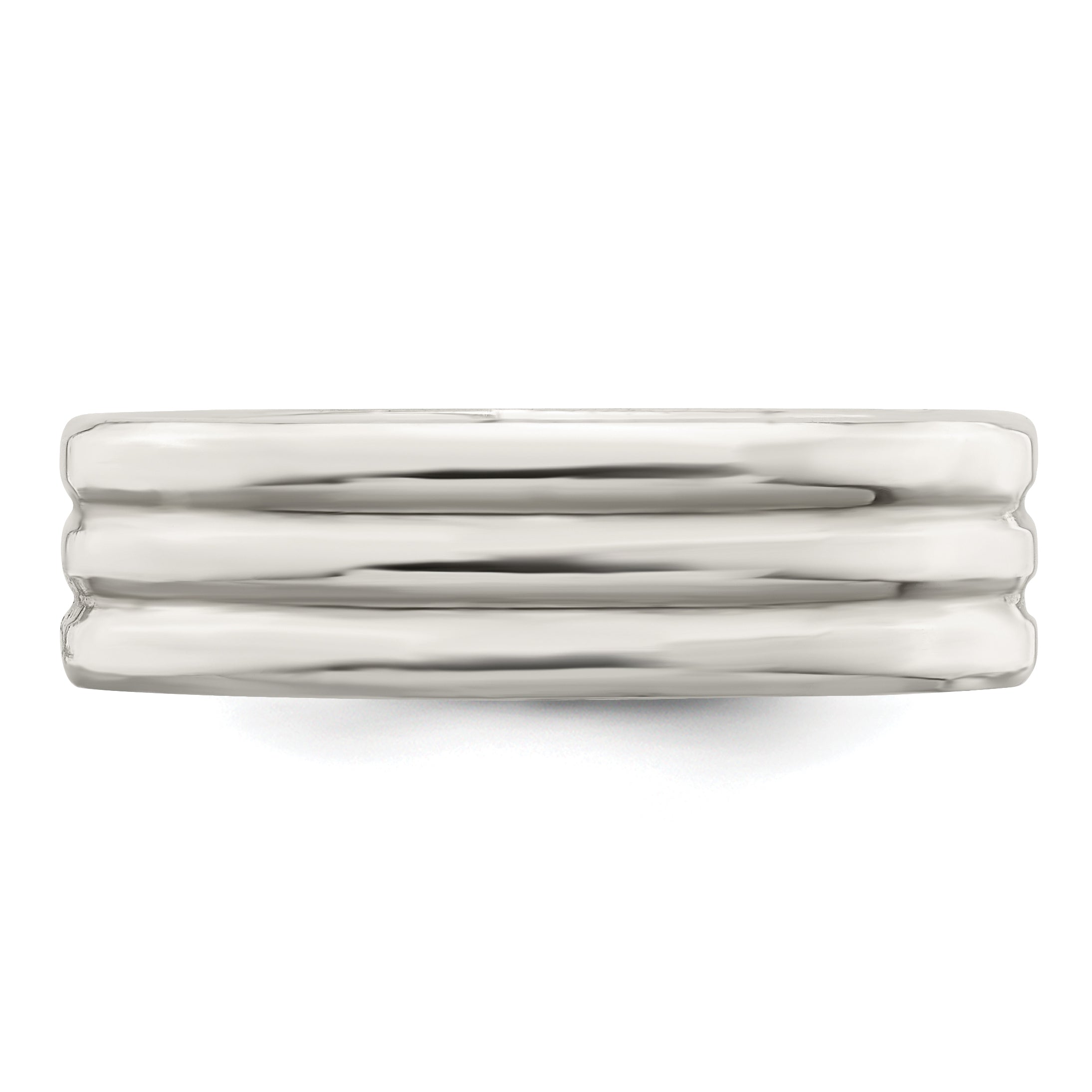 Sterling Silver 6mm Polished Flat Grooved Fancy Band