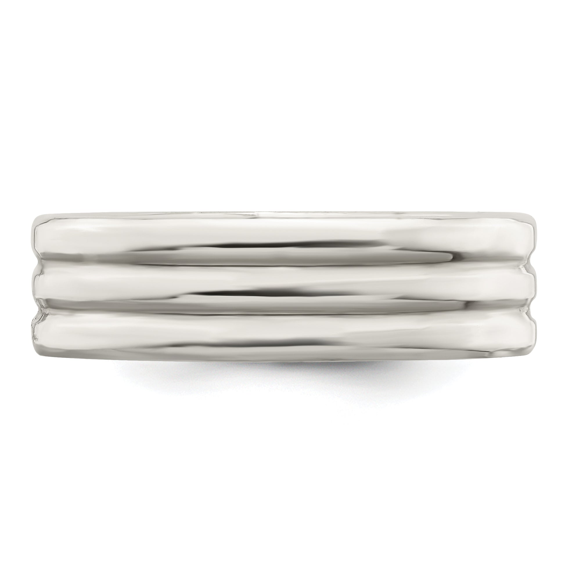 Sterling Silver 6mm Polished Flat Grooved Fancy Band